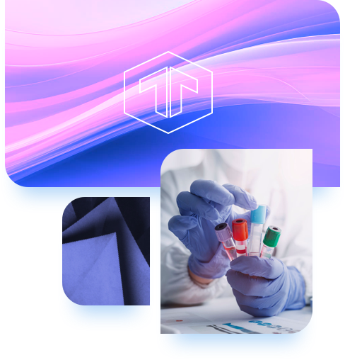 A group of images and gloved hands holding clinical tubes